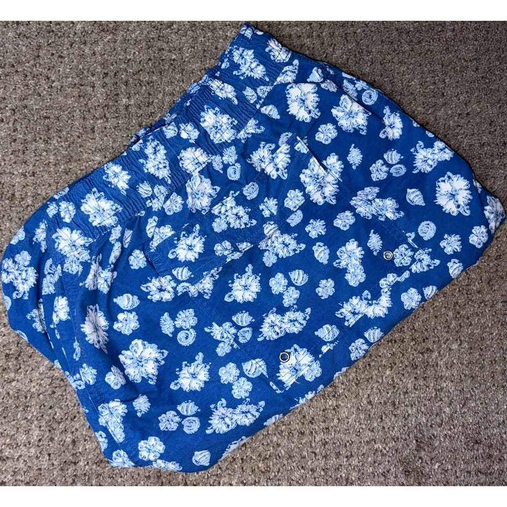 Brooks‎ Brothers Swim Trunks Mens Large Blue Floral Print 5" Mesh Lined Pockets